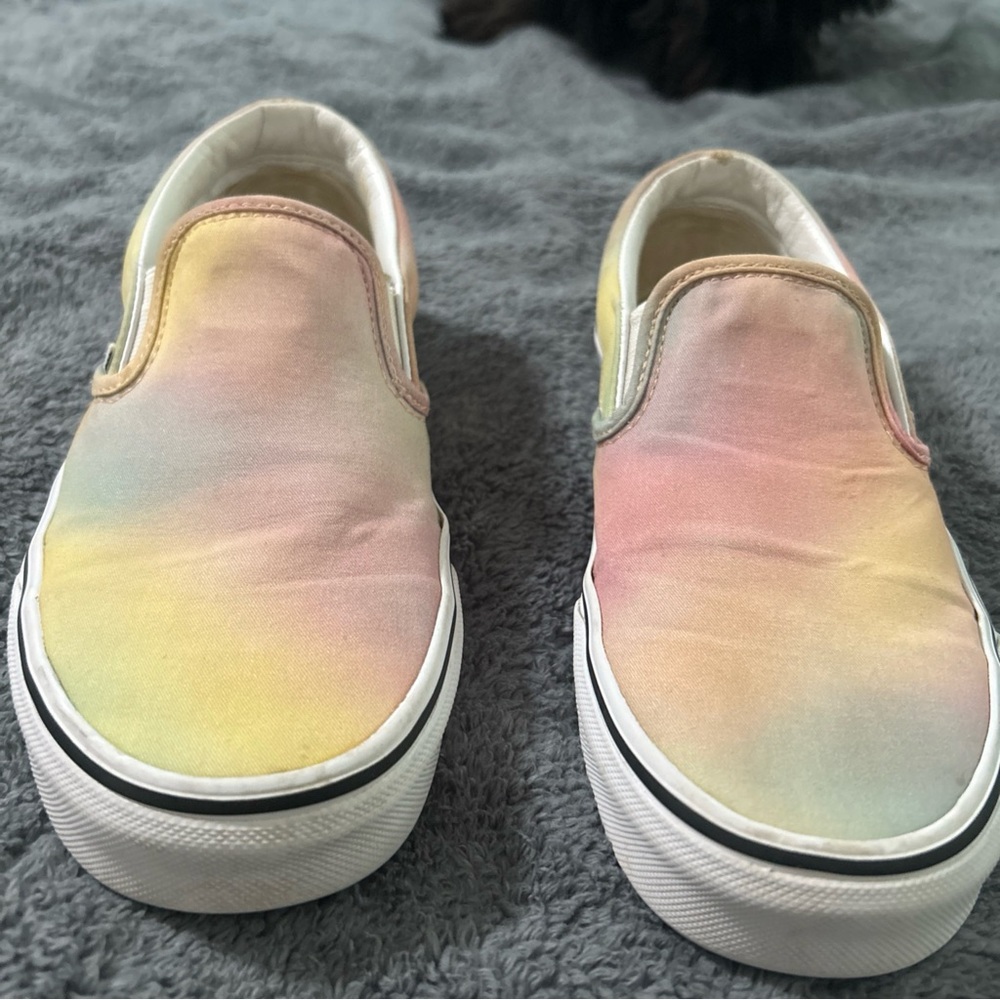 Vans Red and Pink Slip-On Sneakers with Elastic Panels